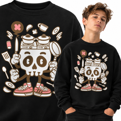 BLUZA ANIMOWANA COOKING SKULL